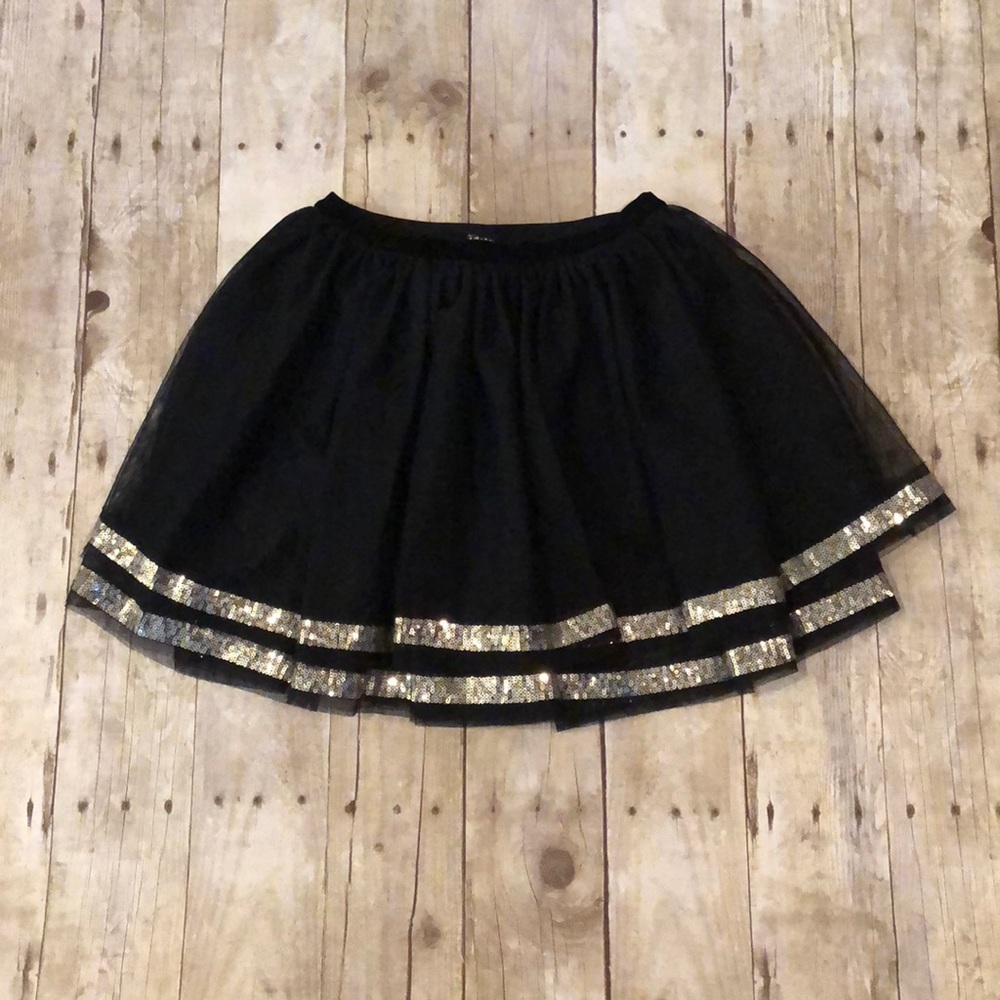 Girls black tulle sequin Cherokee skirt size 10-12